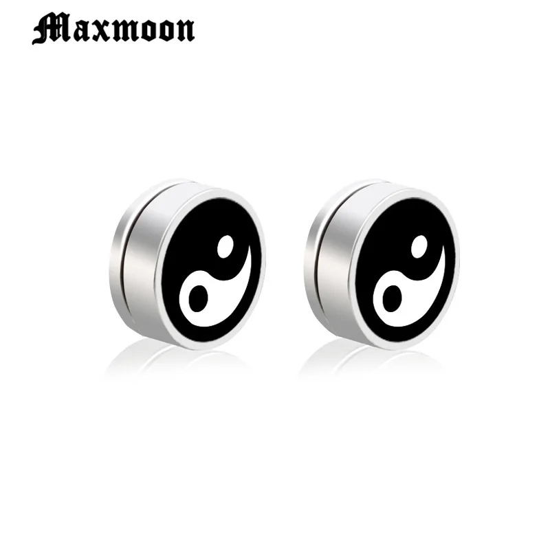 Maxmoon 1 пара магнитных круглых сережек гвоздиков для мужчин и мальчиков 316l