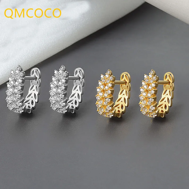 Женские серьги QMCOCO с изысканными французскими листьями серебристого цвета, элегантные геометрические украшения для ушей для женщин и дево...
