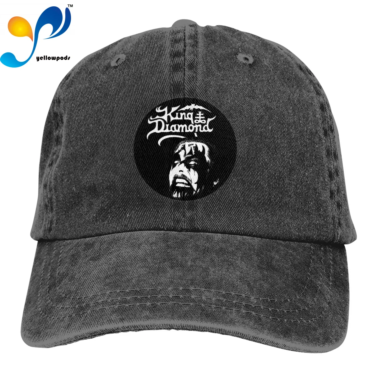 

Baseball Hats Print 3D King Diamond Logo the metal band Outdoor Leisure Washed Adjustable Hip Hop Hat Women Man Hats