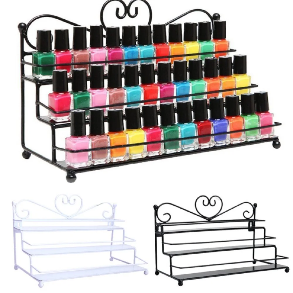 

Metal Nail Polish Organizer Holder Table Nail Posh Dispaly Organizing Rack (Black)