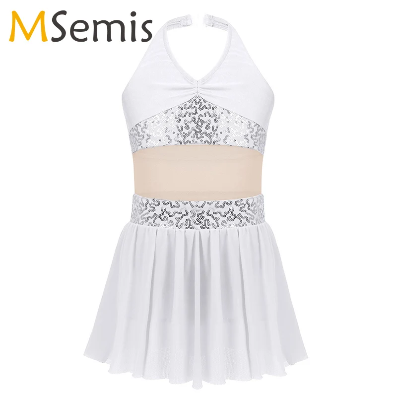 Костюмы для девочек лирических танцев без рукавов с блестками эластичное