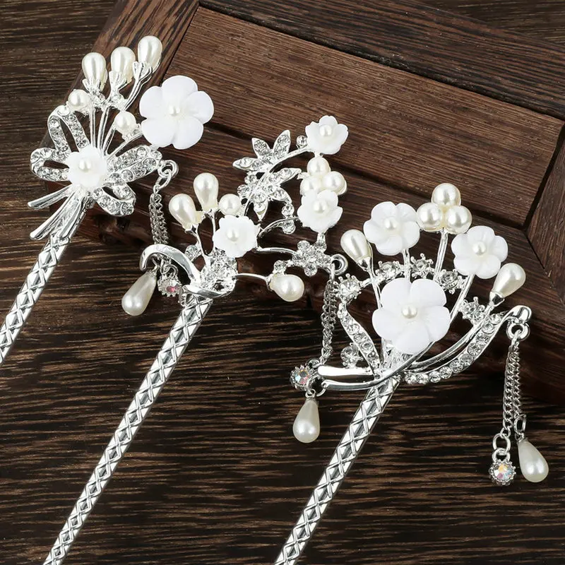 Металлическая шпилька Стразы в китайском стиле палочки для еды шиньон Шпилька