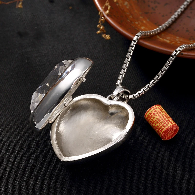 Настоящее серебро 925 пробы серебряные со стразами кулон в форме сердца ожерелье