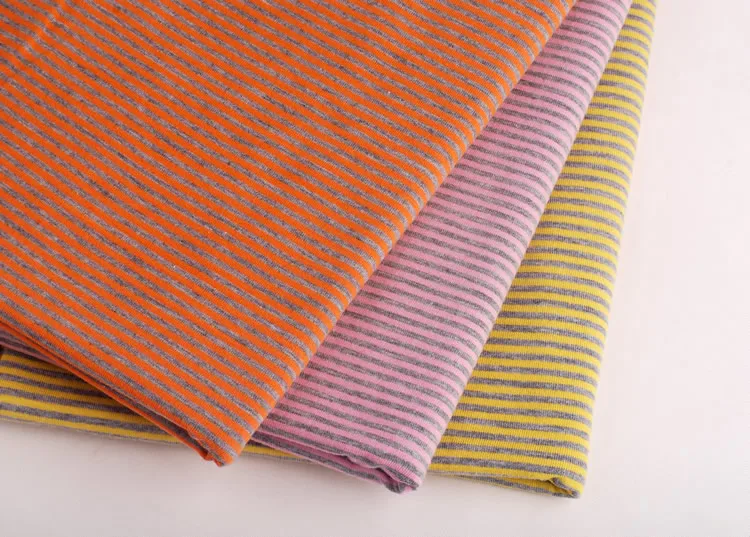 Ткань для одежды сделай сам 2 мм серая цветная полоска 100% хлопок вязание