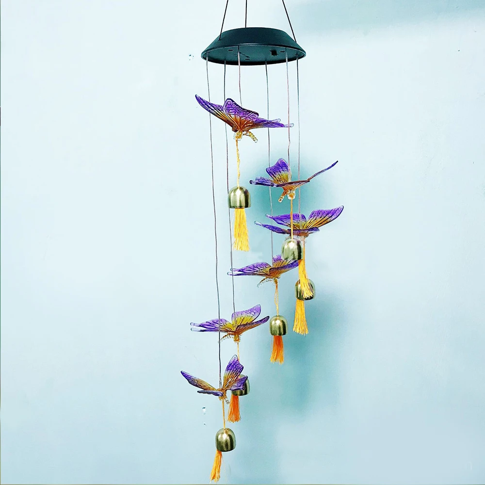 

Solar Wind Chimes Butterfly Outdoor Home Chime Decor for Garden Porch Deck Waterproof Butterflies Color Changing LED Lights
