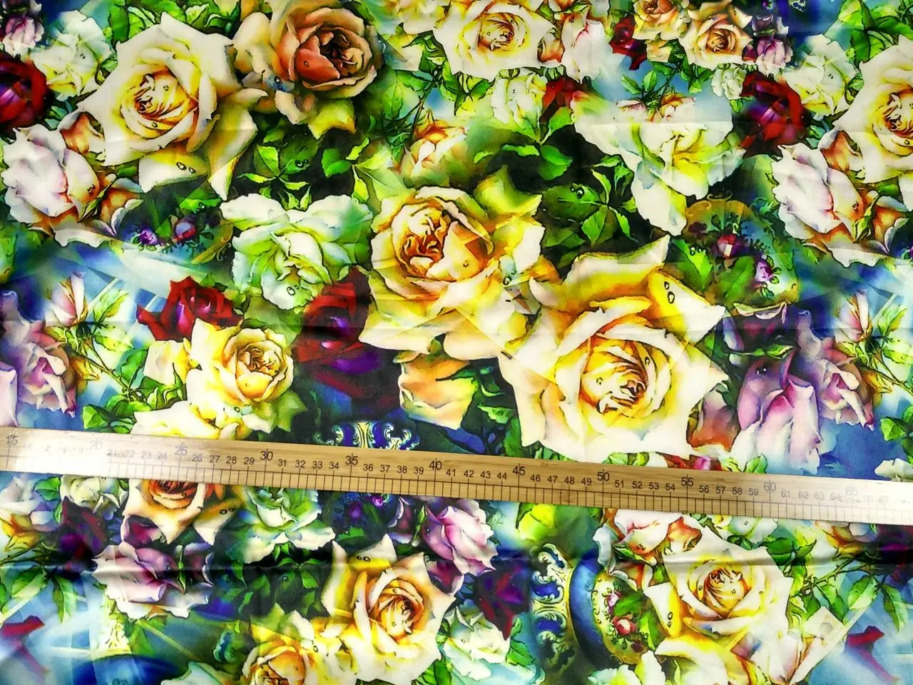 Желтая роза цветы шелковая ткань с принтом бренд стрейч атласа 97% шелк тутового