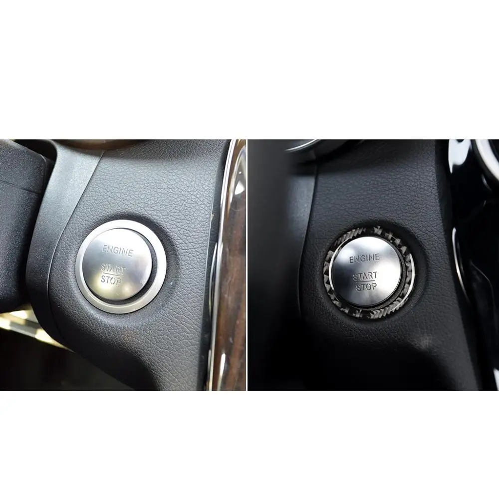 Украшение на кнопки запуска двигателя автомобиля кольцо из углеродного волокна