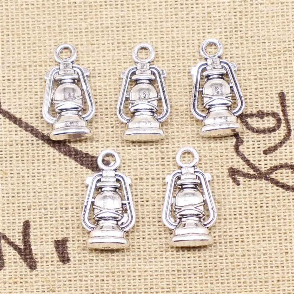 

10 шт Набор для создания украшений керосиновая лампа Подвески антикварный серебряный цвет 19x10 мм