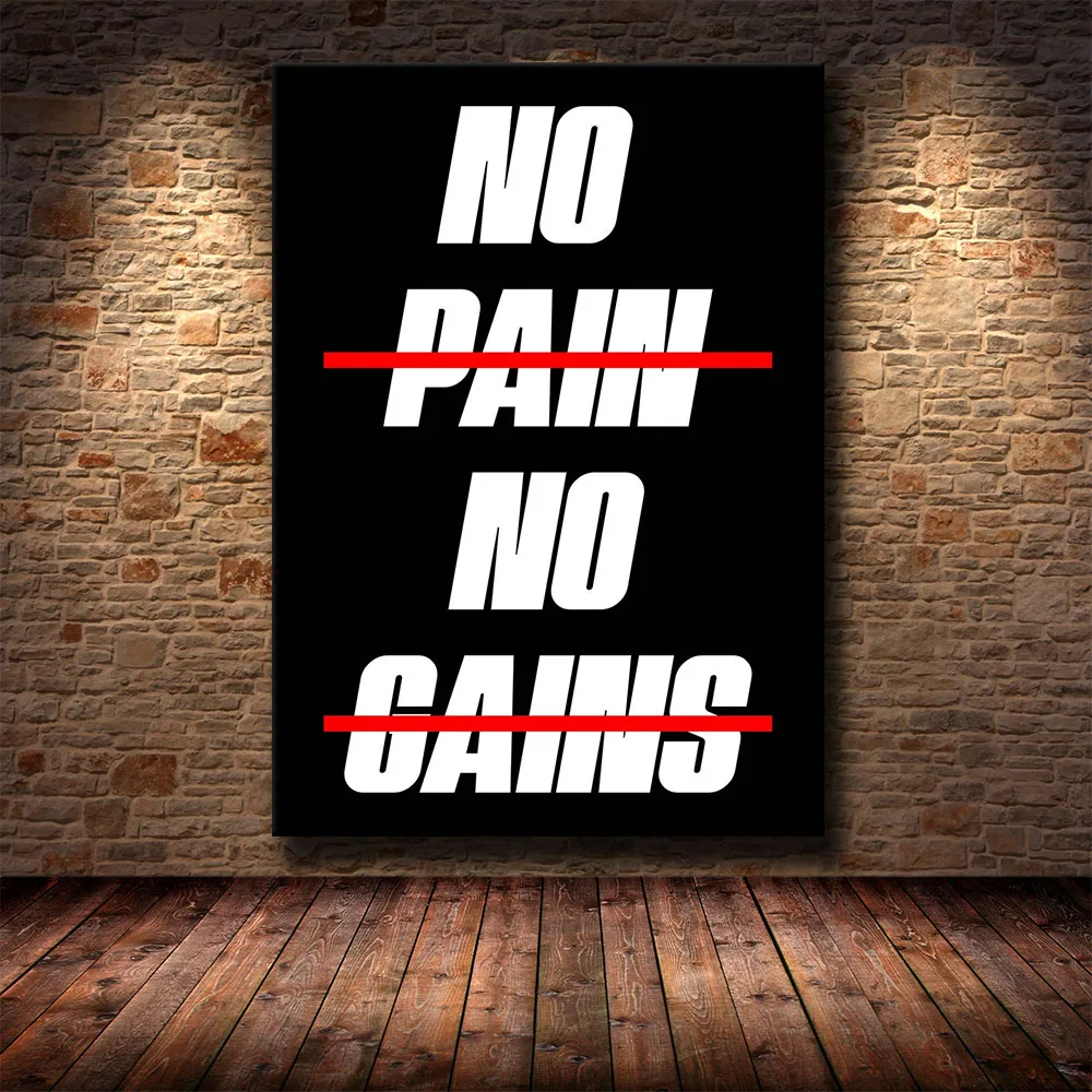 

Office Motivational Phrases Poster Inspiring Words Wall Art No Pain No Gain Canvas Painting Mindest Is Everything Prints No Fram