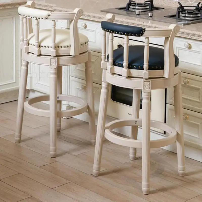 Европейский твердый деревянный тыльная стул Американский Ретро высокий кожаный