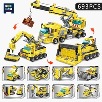 ukboo 693pcs city engineering truck bulldozer crane model building blocks construction site bricks toys for children