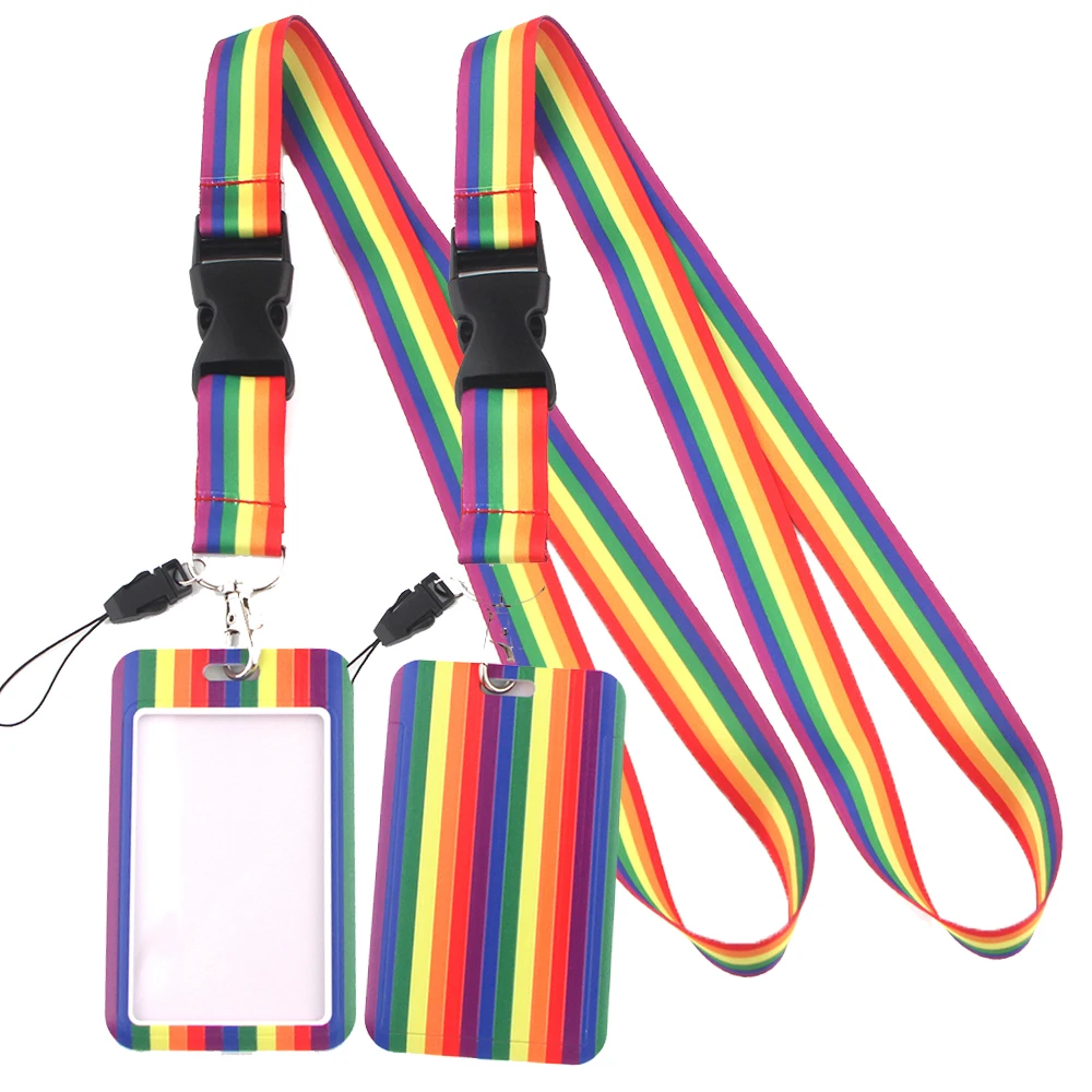 

LB1871 LGBT Gay Rainbow Lanyards Keychain Badge Holder ID Card Pass Hang Rope Lariat Lanyard for Key Rings Accessories Jewelry