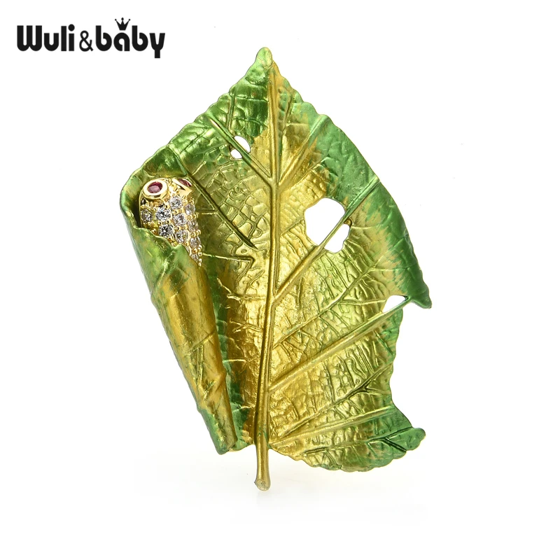 Мужская/Женская Брошь в виде листьев шелкопряда Wuli &amp baby брошь насекомого на