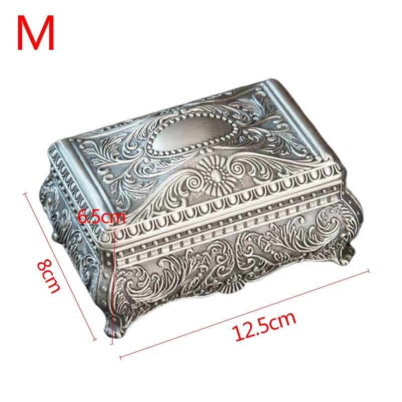 Ретро Европейская цинковая шкатулка для ювелирных изделий, нетвердая деревянная фланелевая коробка для хранения, Металлическая резьба, коробка для хранения принцессы, подарок для девочек