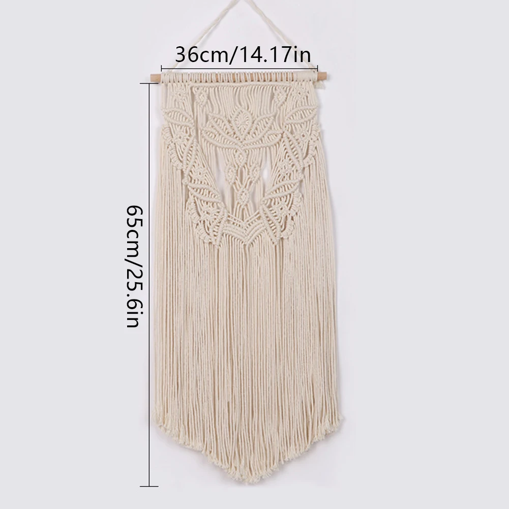 

Macrame Wall Hanging Tapestry Bedroom Woven Tassel Wall Art Decoration With Wooden Stick Art Tassel Apartment Dorm Room Decor
