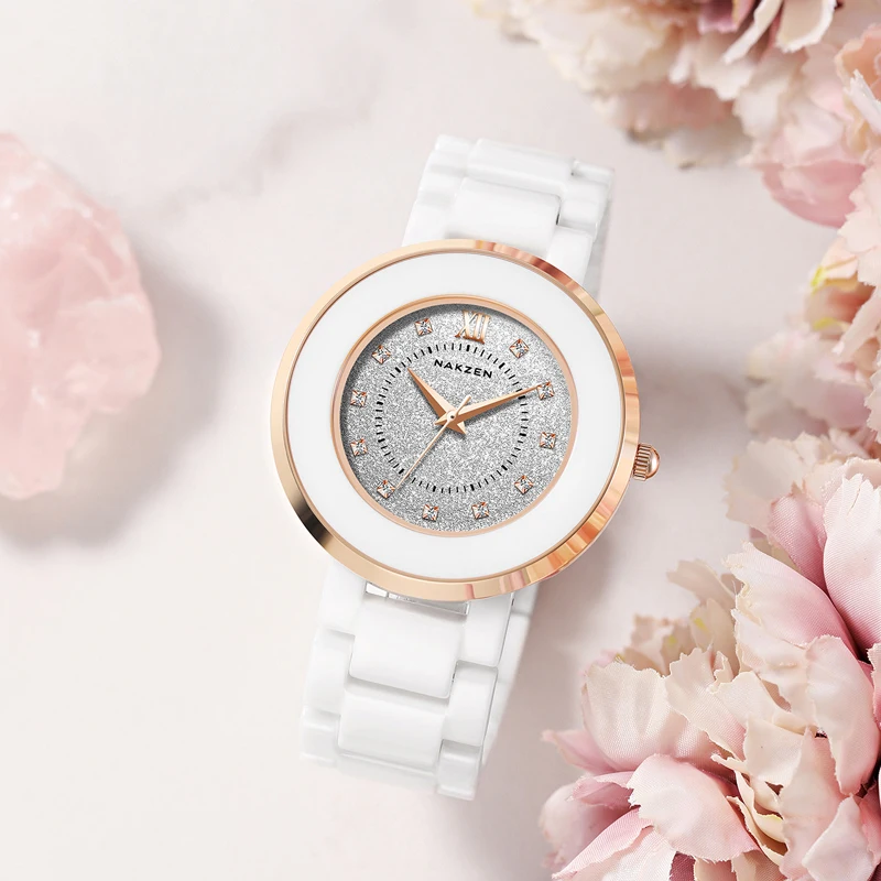 NAKZEN Quartz Watch for Women Life Waterproof Wristwatch Luxury Montre Femme Diamond White Watches Clock Casual Relojes De Mujer enlarge