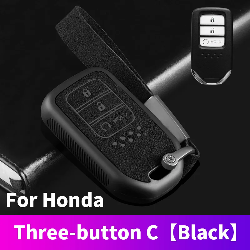 Чехол для ключей с дистанционным управлением для Honda 19CRV Pilot Accord Civic Fit HR-V - Название цвета: 3 button C-black