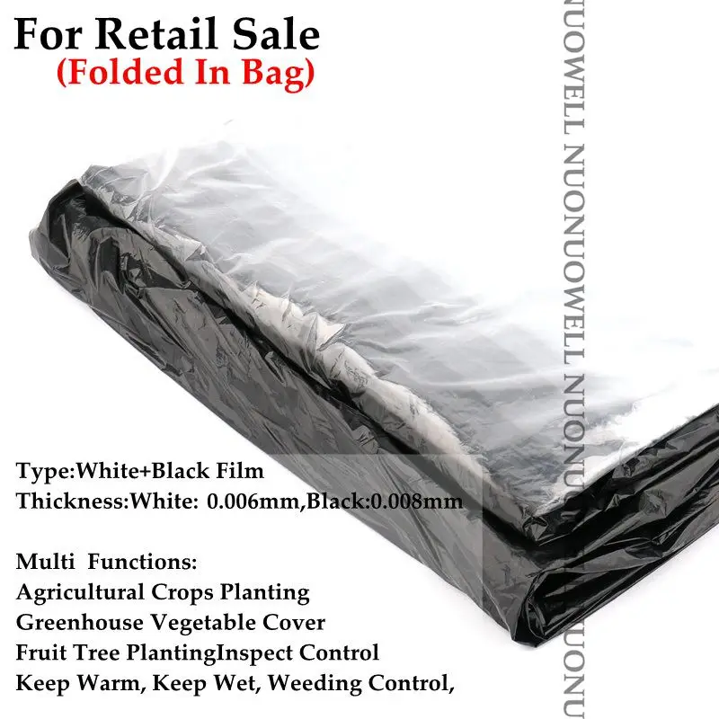 Wholesale 400m²/Roll Black And White Mulching Film Agriculture Plastic Film Plants Covers Grow Film Pest Weed Control Keep Warm
