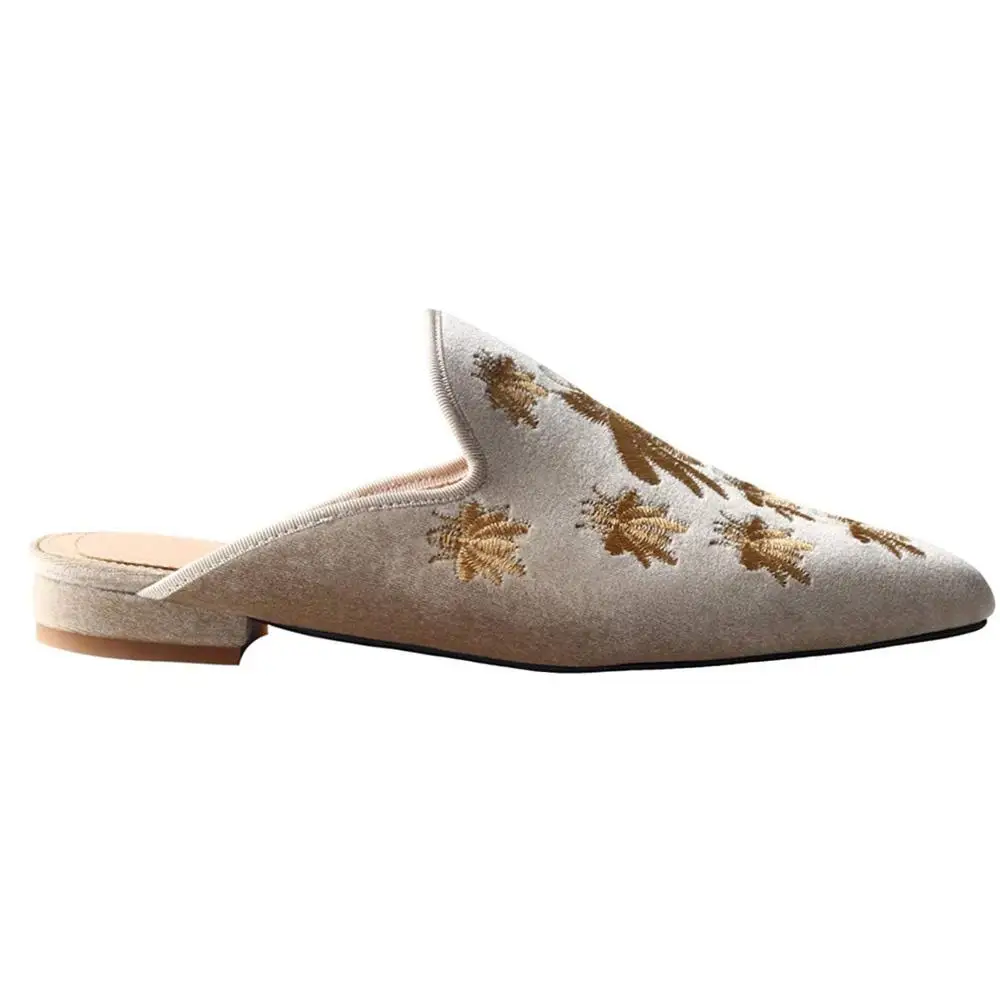 Lovirs/женские бархатные Лоферы без шнуровки с открытой спиной на плоской подошве