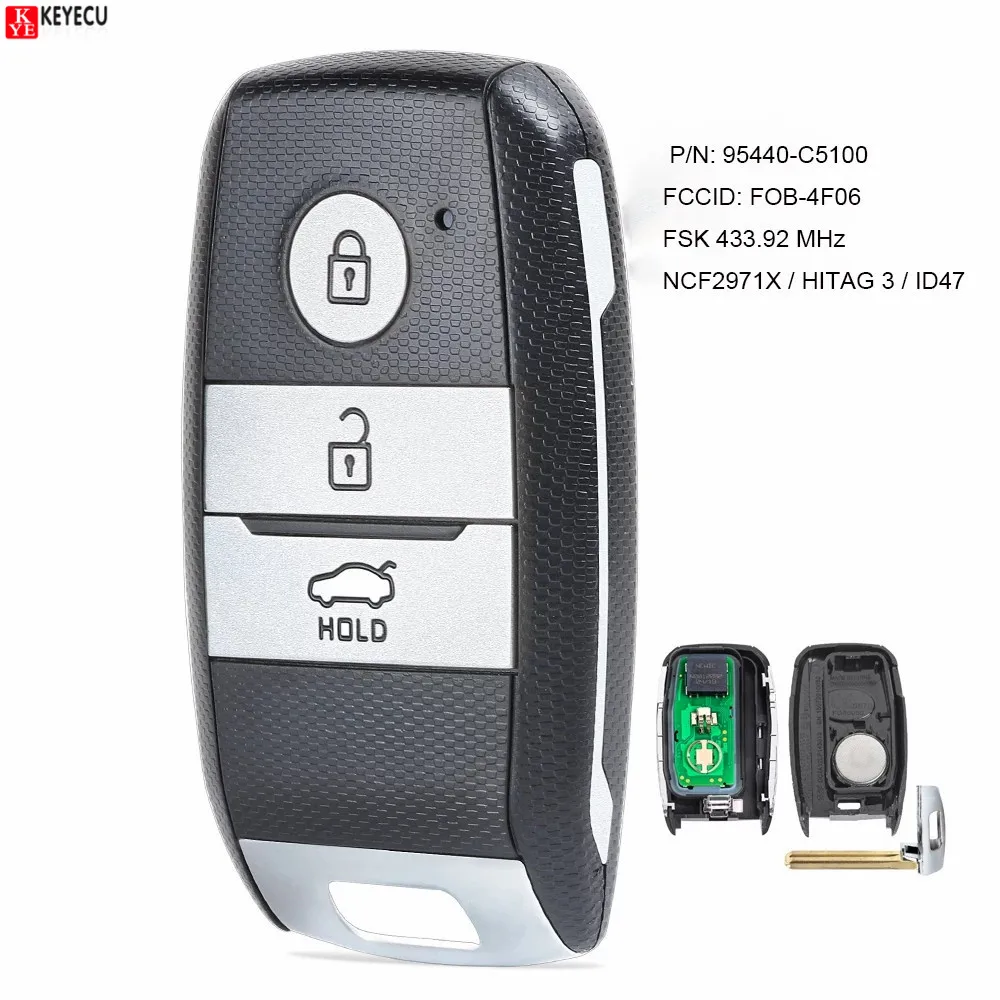 KEYECU Keyless Go умный дистанционный ключ брелок от машины FSK 433 МГц ID47 для KIA Sorento 2015 2016 2017