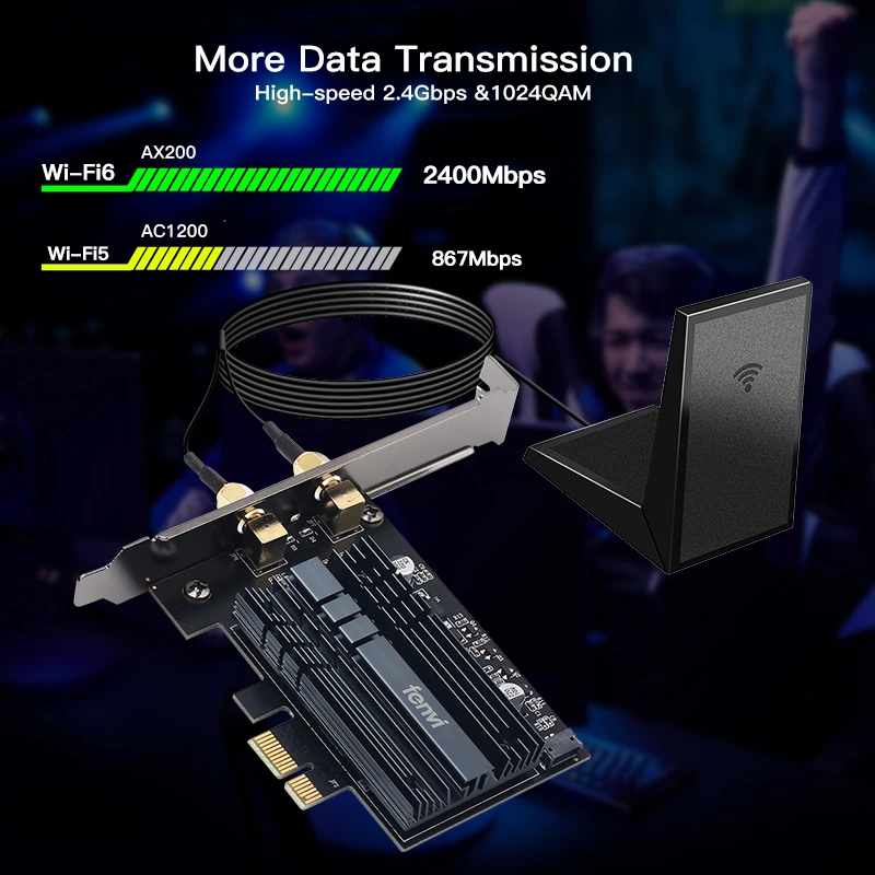 Intel AX200ngw Dual Band 3000 Мбит/с Wi Fi 6 адаптер 802.11AX Bluetooth 5 1 PCIE сетевая карта 2 4G/5G для
