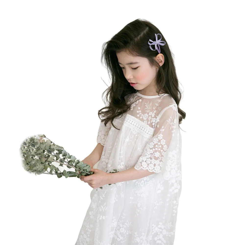 

Lace Flower Girl Dresses Summer 2021 Teen Girls Clothes Cute Fairy White Princess Dress Wedding Party Clothing 4 To 16 Years