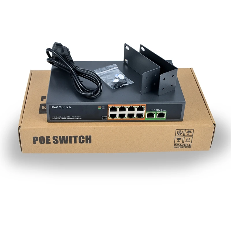 Сетевой коммутатор Poe PSE108EX 150 Вт 48 В 8 портов 10/100 м плюс 2 переключателя Uplink сетевой