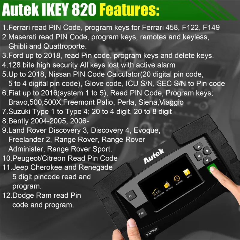 Autek IKEY820 автомобильный ключевой программатор OBD2 инструмент с двумя лицензиями