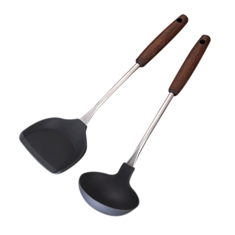 

Kitchenware 2-Piece High Temperature Resistant Spatula Non-Stick Silicone Spatula Spoon Set Kitchen Utensils