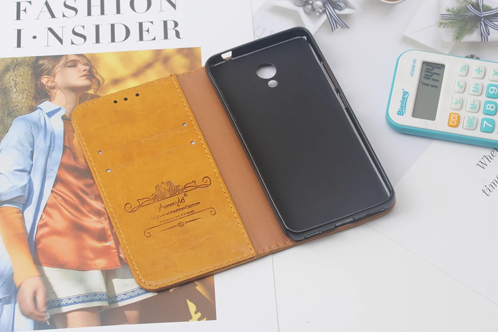 Чехол AMMYKI 5,0 'для Meizu m5c, популярный логотип, флип, кожа, хорошее качество, твил, задняя крышка для телефона, 5,0' для Meizu A5, чехол