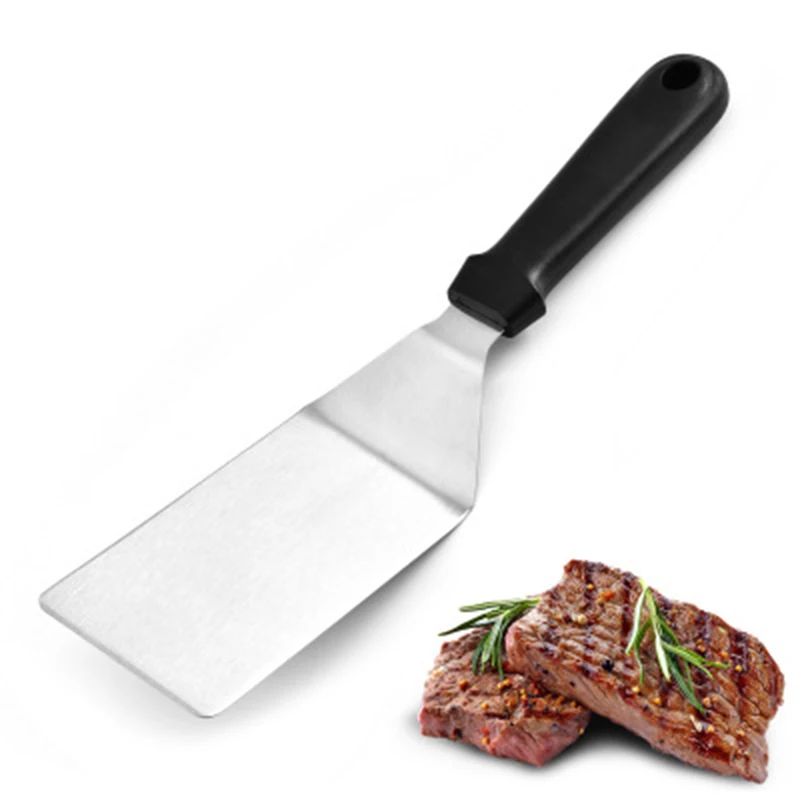 

1pc Kitchen Spatula Fried Shovel Wood Handle BBQ DIY Grill Scraper Pancake Flipper Stainless Steel Cookware Kitchen Tools
