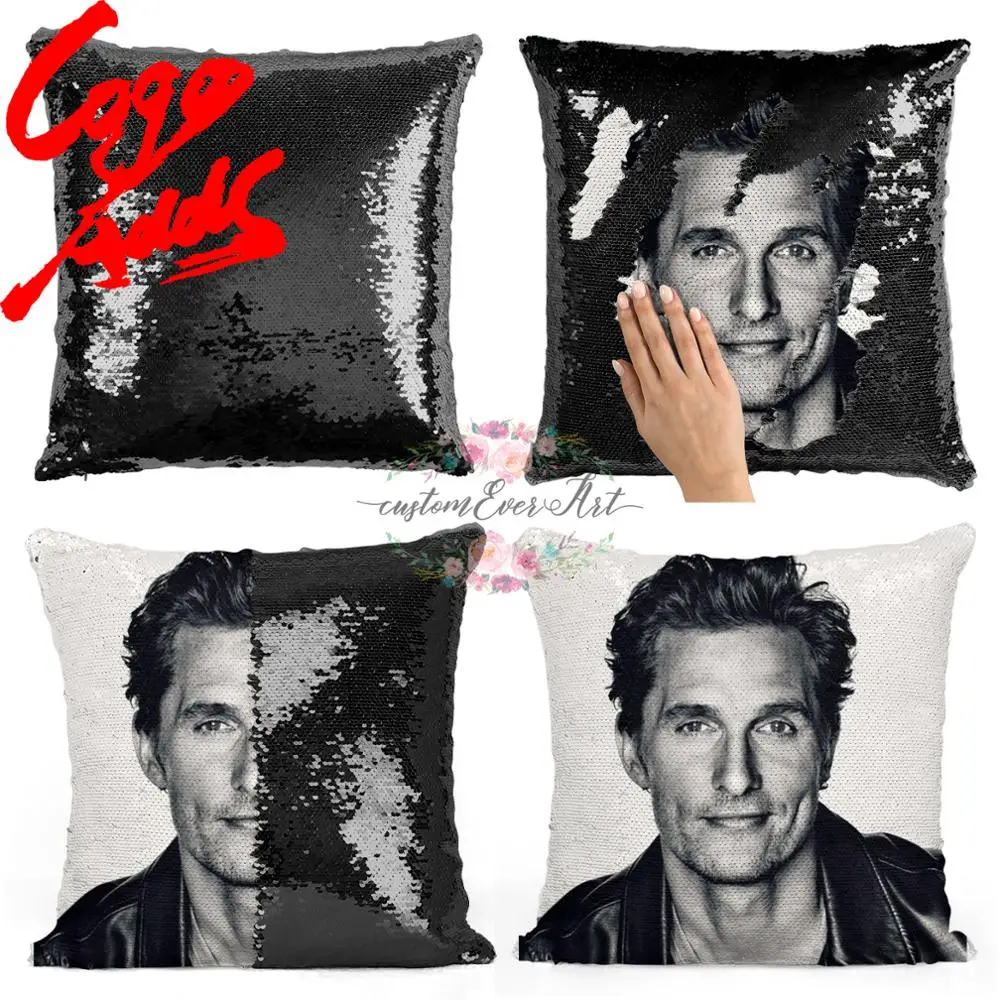 Подушка с блестками Matt McConaughey | Наволочка Двухцветная подушка Подарок для нее