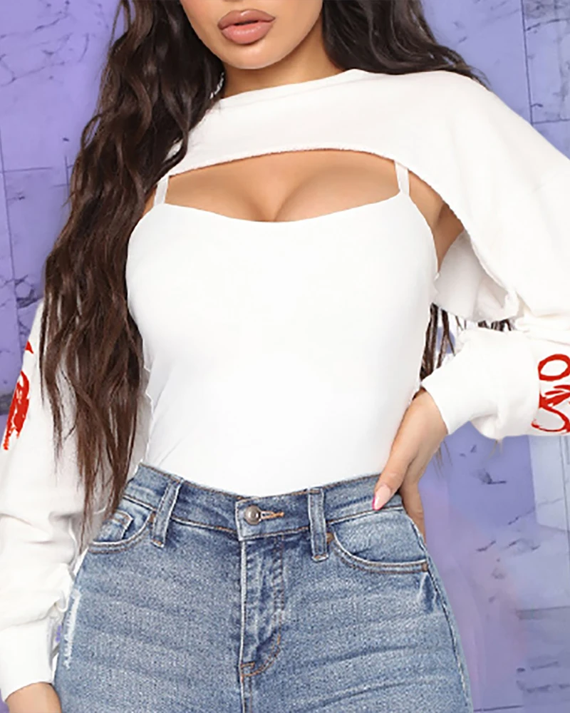 

Зимний и осенний женский костюм-накидка с принтом, женская белая свободная повседневная куртка с принтом, трикотажная одежда, Лидер продаж