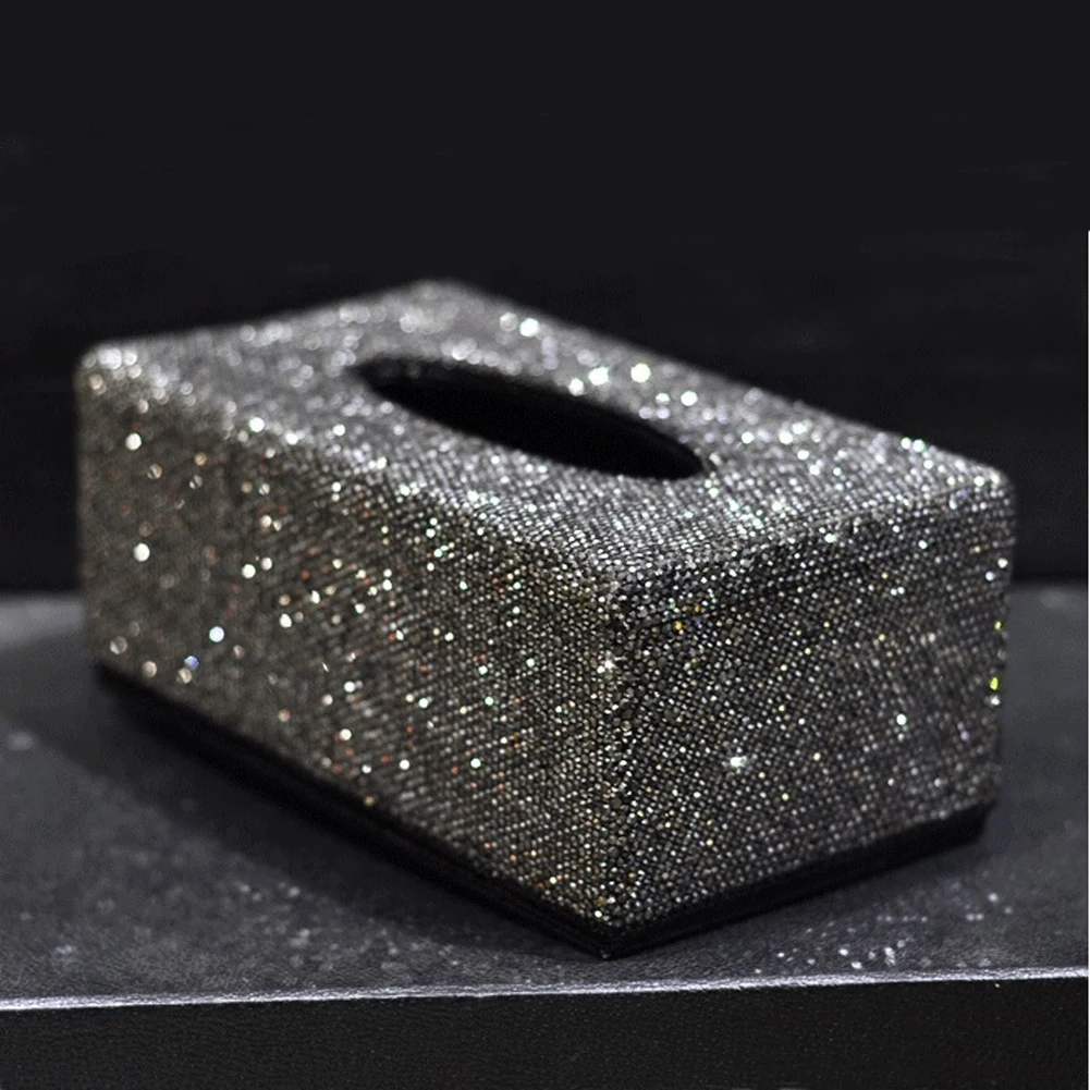 Блестящая модная коробка для салфеток автомобиля с фотографией розовая белая