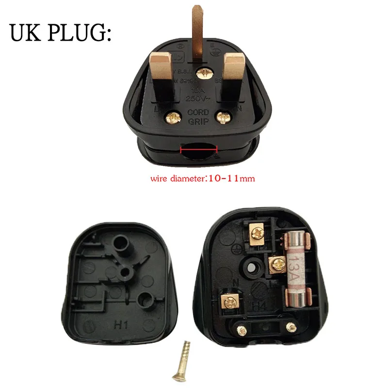 3Pin штепсельная вилка Великобритании гнездо адаптер разобранный Rewirable шнур