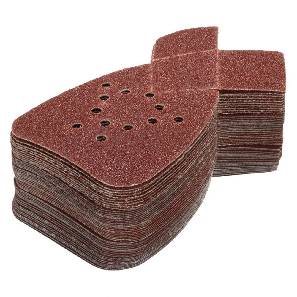 

50pcs Sanding Sheets 12 Holes For Black & Decker Mouse Pads Aluminum Oxide Grit 60- 240 For Paint Removal Deburring Polishing