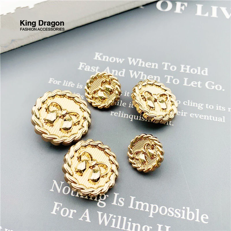 Пуговицы металлические с бантом и жемчугом 6 шт. антикварные для одежды пальто