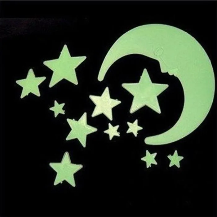 

1 Set Glow in Dark Luminous Moon Star Nursery Baby Room Home Decor Wallpaper Wall Stickers for Kids Rooms Decal