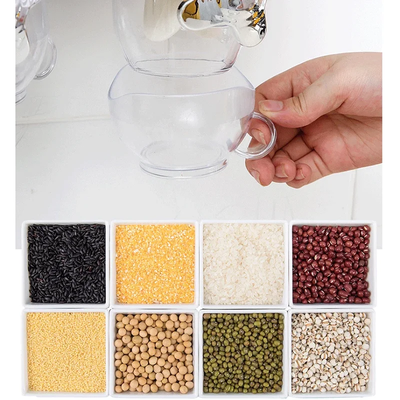 

Wall-Mounted Cereal Dispenser Canister Press Grain Storage Box Dry Food Container Organizer Kitchen Accessories 1-2L