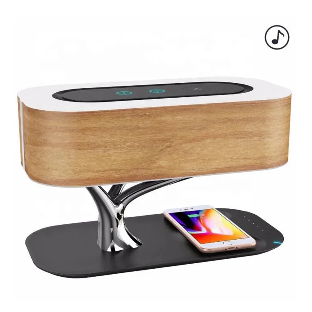 home theater wooden bluetooth speaker led induction light soundbox mobile phone wireless charging music center stereo subwoofer free global shipping