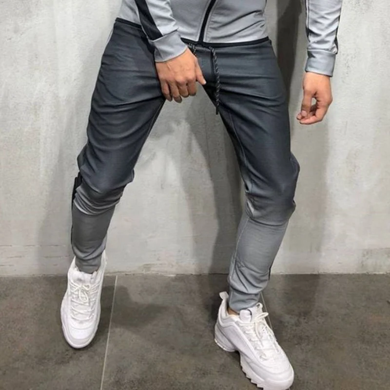 gray pant Laamei, лоскутный спортивный костюм на молнии, мужской комплект, спортивный, 2 шт., спортивный костюм, мужские толстовки с капюшоном с принтом, куртка, штаны, спортивные костюмы для мужчин - Цвет: gray pant