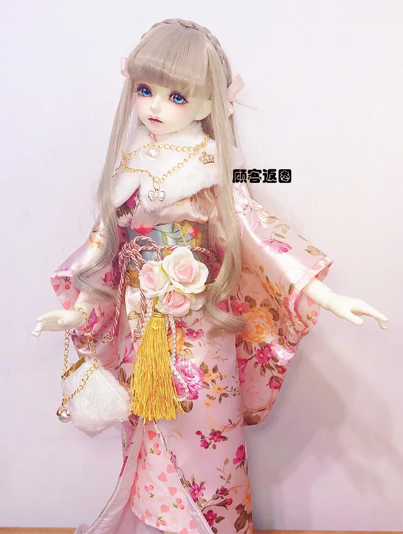 1/4 1/3 BJD Accessories doll clothing Japanese Kimono yukata+handbag+scarf set for BJD/SD,not include doll,shoes,wig and other