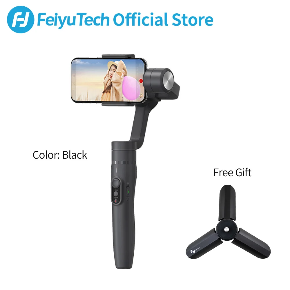 FeiyuTech Vimble 2 Feiyu 3-осевой Карманный карданный стабилизатор для смартфона, растяжимый шест Штатив для iPhone X 8 XIAOMI samsung - Цвет: Black