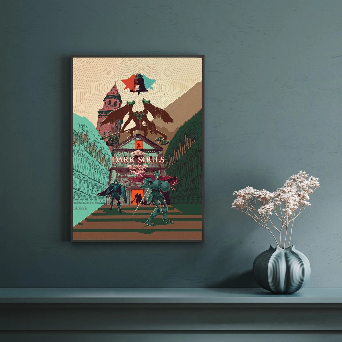 Плакат с изображением темных душ плакат замка солдата босса альтернативный