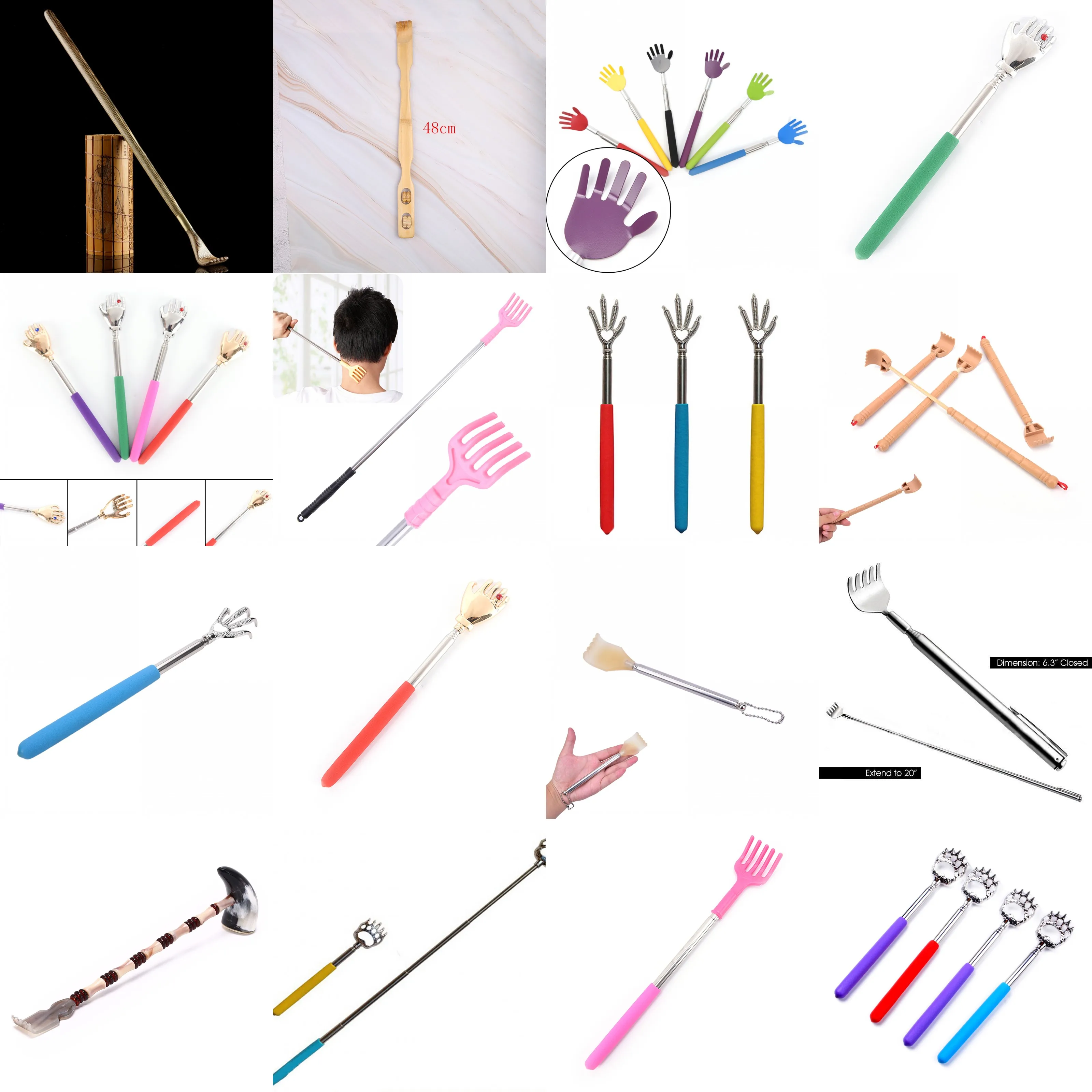 

1pc Wooden Stainless Telescopic Back Scratcher Scratching Massager Backscratcher Body Massage Bamboo Hackle Itch Scratch Massage