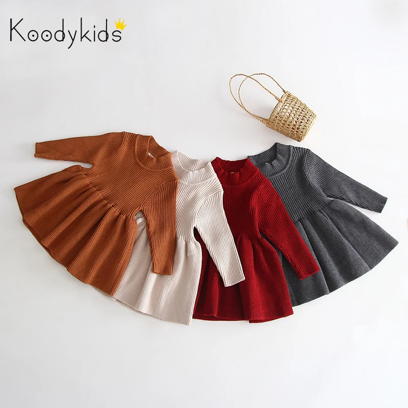 Весна 2020 вязаное платье свитер Koodykids для маленьких девочек вязаная куртка