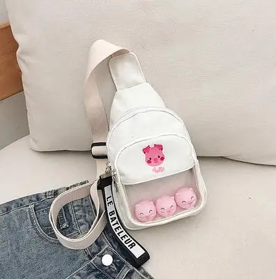 White Pig Модные женские мини-сумки на плечо, милые женские сумки на груди с принтом свиньи, холщовые сумки-мессенджеры - Цвет: White Pig