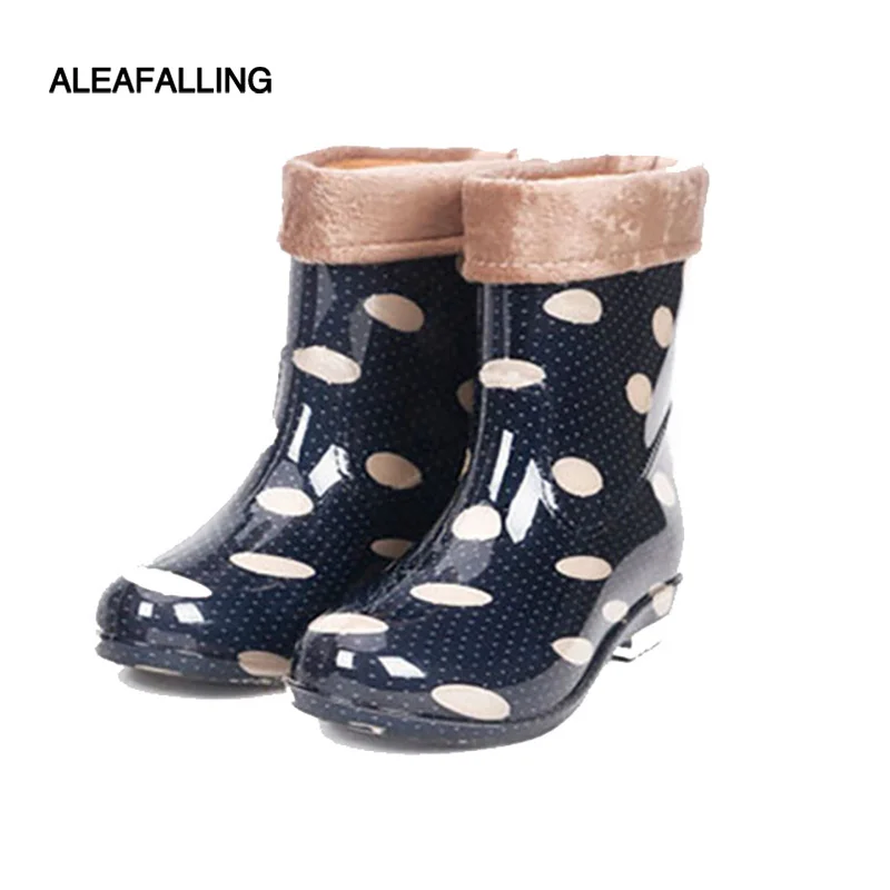 Aleafalling новые ботильоны резиновые сапоги теплые в британском стиле обувь из