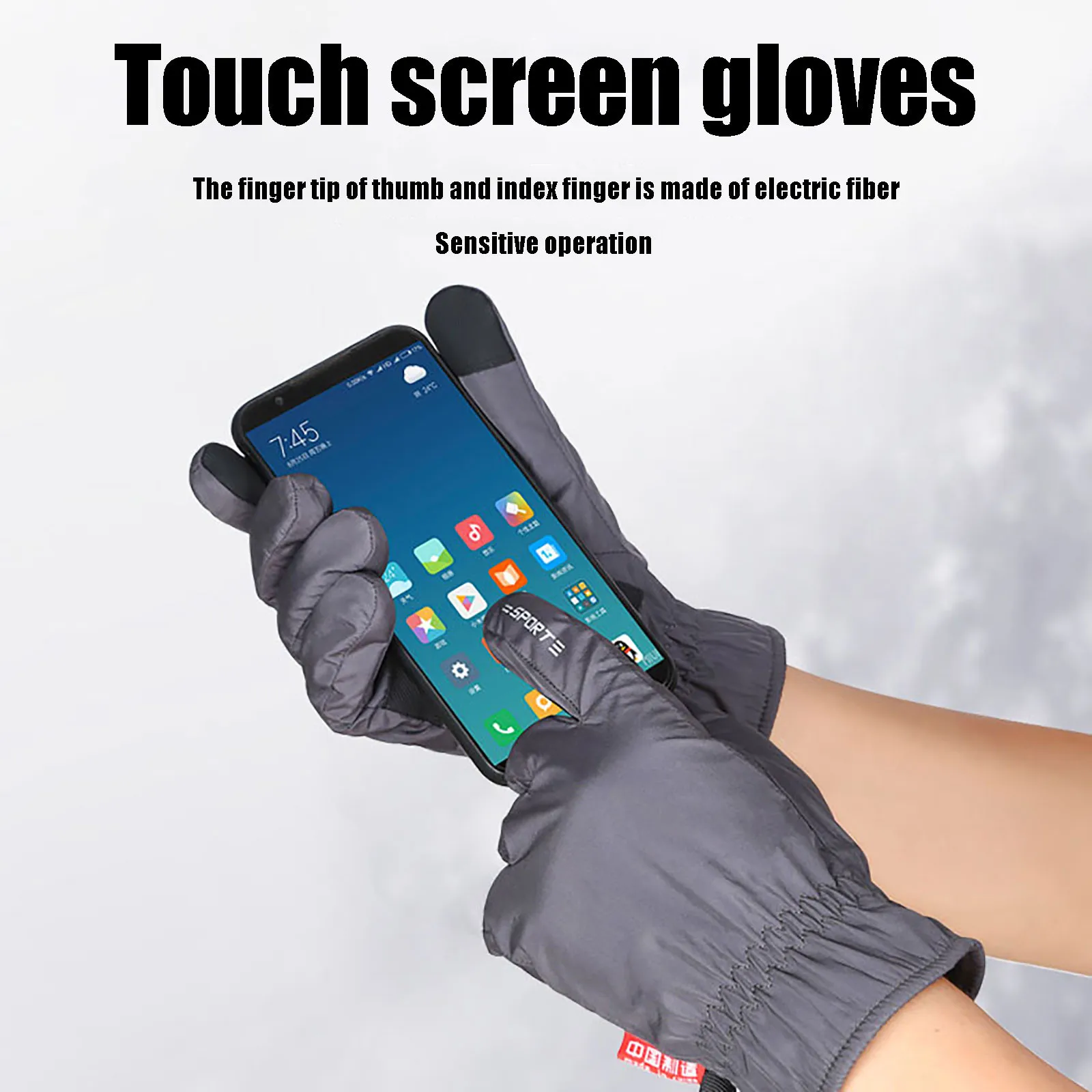 

Unisex winter warm and velvet waterproof gloves outdoor cycling mountaineering full finger zipper touch screen gloves