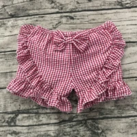 40colors wholesale heart bow seersucker stripe toddler ruffle shorts